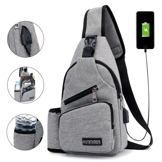 Bolsa Transversal com Porta USB para Carregamento