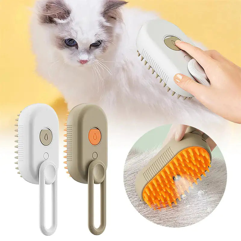 Escova a Vapor para Gatos Steamy Dog Brush 3 Em 1 Escovas Elétricas com Spray para Pelos de Gato Para Massagem, Pente de Tosa, Remoção de Pelos, Pentes para Produtos Pet