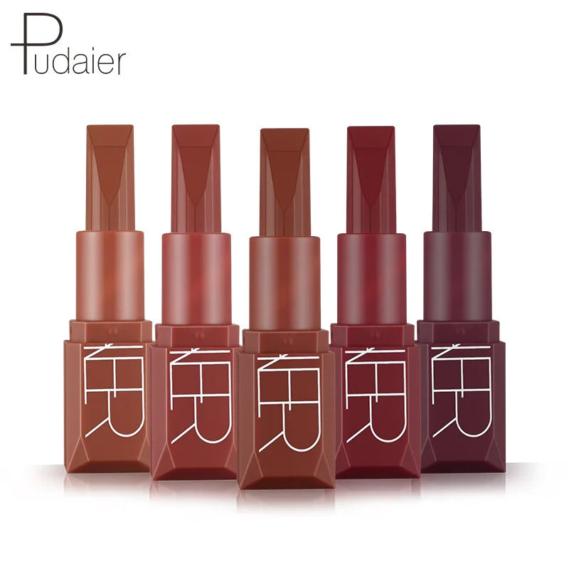 Pudaier Kit de Batom Velvet Matte – 5 Peças para um Look Perfeito!