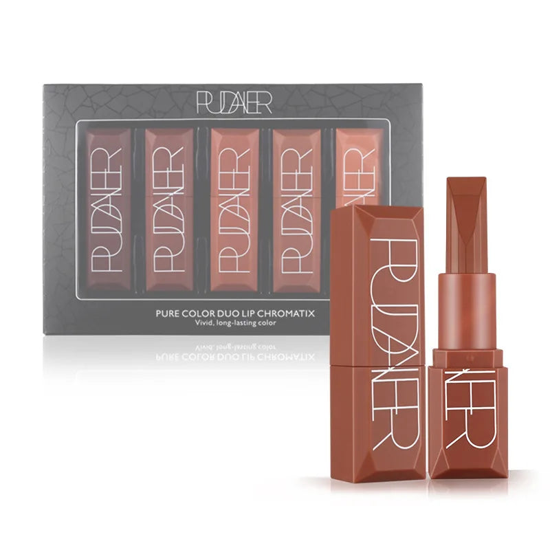 Pudaier Kit de Batom Velvet Matte – 5 Peças para um Look Perfeito!