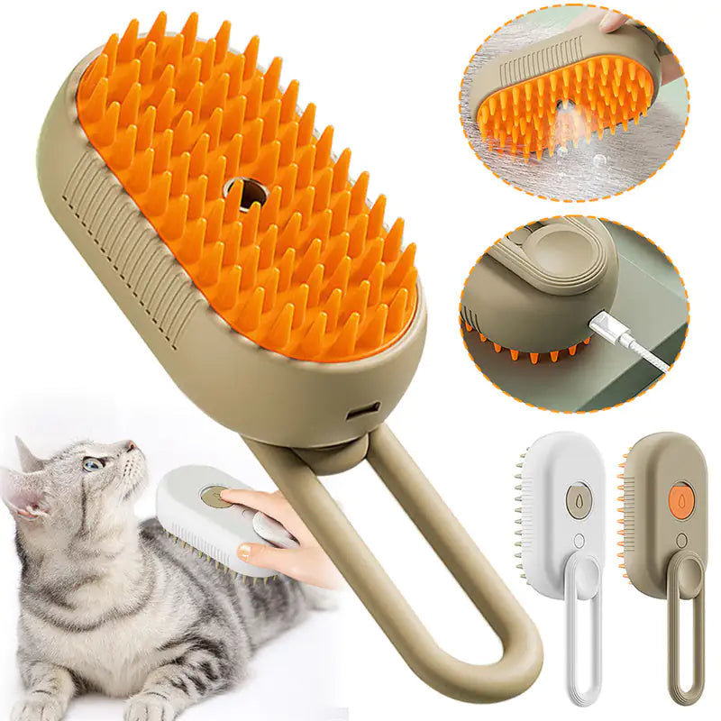 Escova a Vapor para Gatos Steamy Dog Brush 3 Em 1 Escovas Elétricas com Spray para Pelos de Gato Para Massagem, Pente de Tosa, Remoção de Pelos, Pentes para Produtos Pet