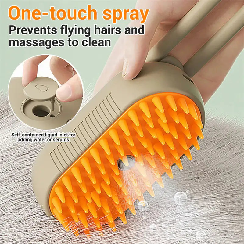 Escova a Vapor para Gatos Steamy Dog Brush 3 Em 1 Escovas Elétricas com Spray para Pelos de Gato Para Massagem, Pente de Tosa, Remoção de Pelos, Pentes para Produtos Pet