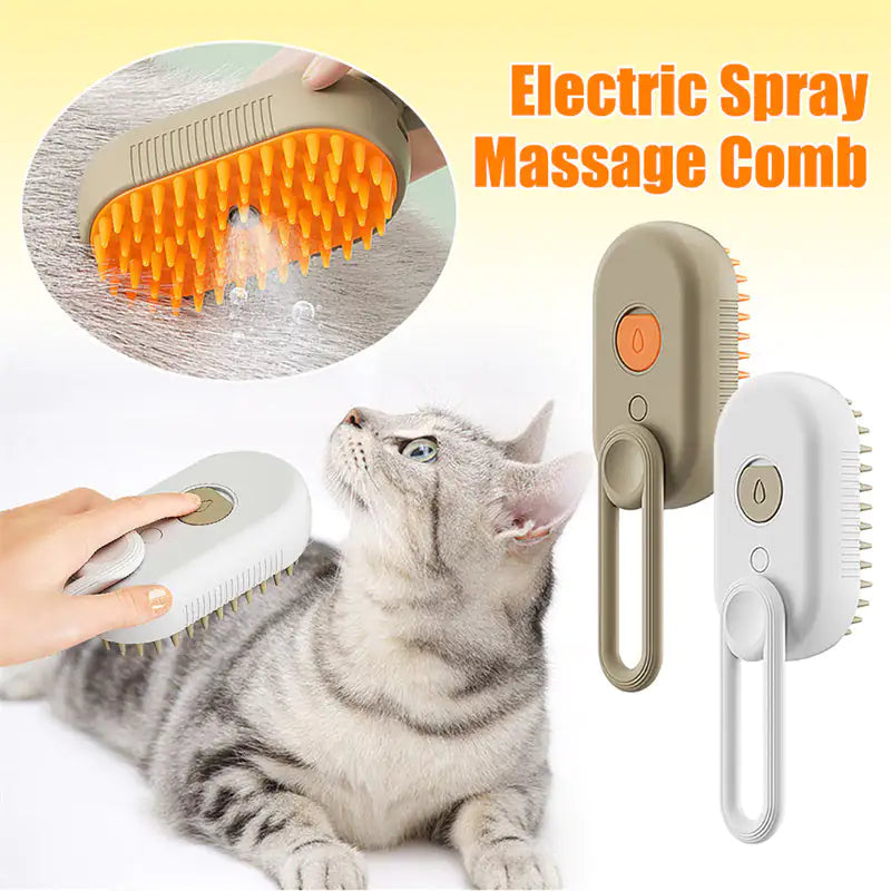 Escova a Vapor para Gatos Steamy Dog Brush 3 Em 1 Escovas Elétricas com Spray para Pelos de Gato Para Massagem, Pente de Tosa, Remoção de Pelos, Pentes para Produtos Pet